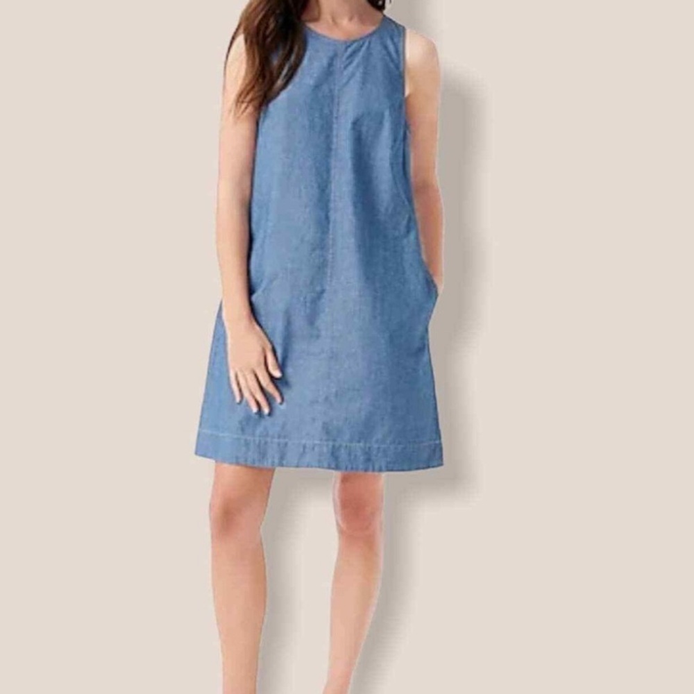 J. Crew blue chambray shift dress, size large